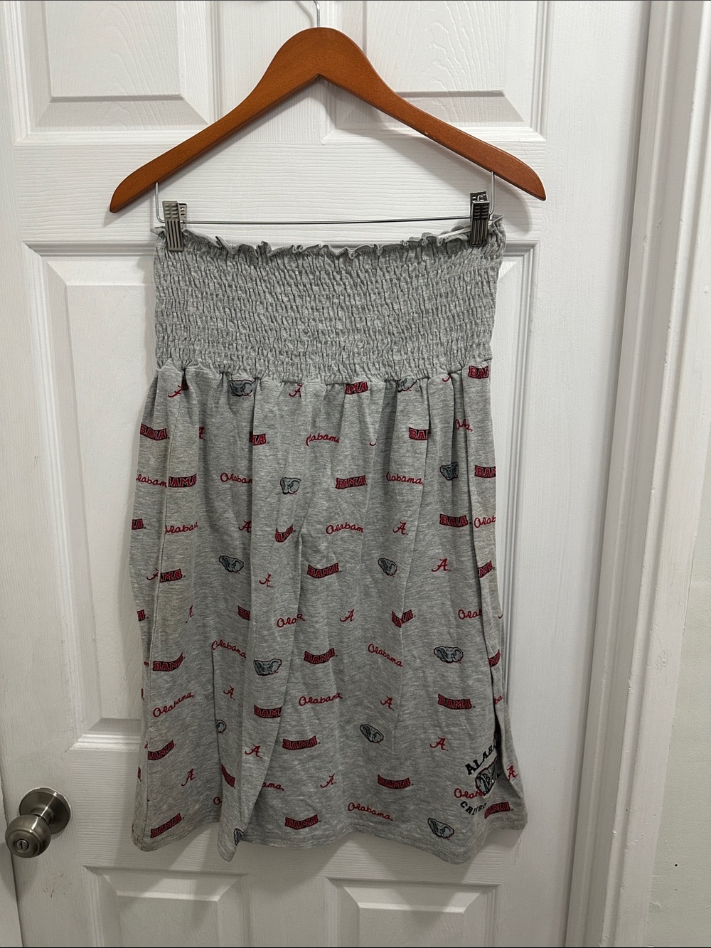 College Classics Alabama University Gray Smocked Strapless with Red Print